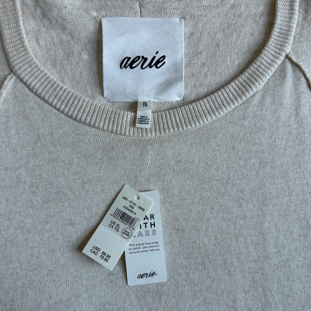 Aerie Lightweight Crewneck Sweatshirt Heather Frost XL NWT Pullover Loungewear - Picture 7 of 10
